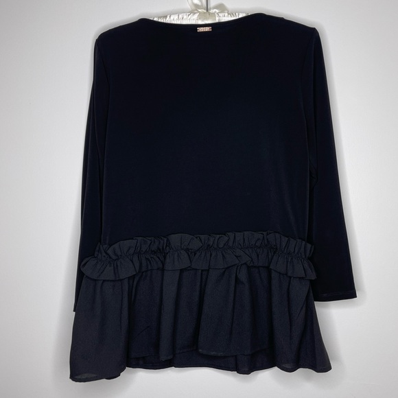 Black 3/4 Sleeve Ruffle Peplum Ivanka Trump Blouse S - Picture 2 of 4